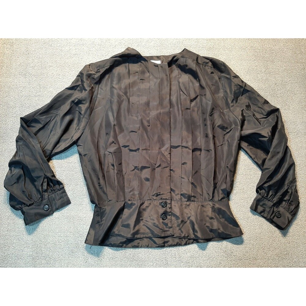 Josephine Long Sleeve Shirt Womens Size 16 Button Up Black Polyester Top